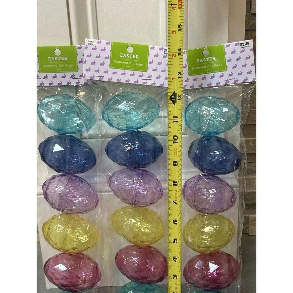 Brother Sister Design Studio Diamond Cut Eggs Multicolor Plastic Easter 6pc